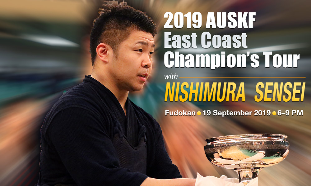 Banner for Fudokan hosting 2019 AUSKF East Coast Champion's Tour with Nishimura Sensei